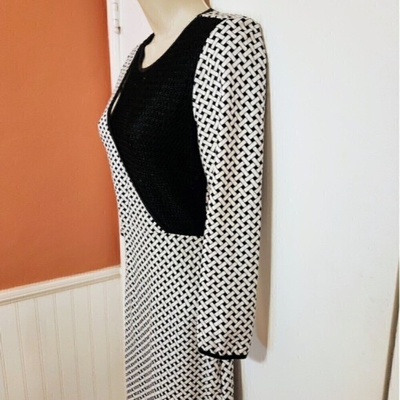 I Love Ronson Black White Printed Knit Midi Dress X Small - Picture 4 of 12